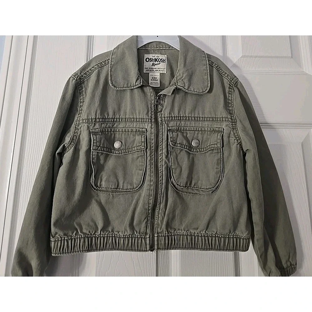 OshKosh B'gosh Light Rinse Green‎ Cotton Denim Jacket size 6 /6X Girls Boomer